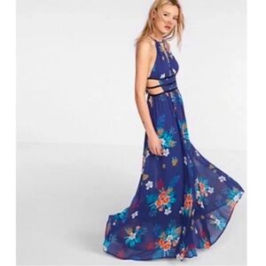 Express Blue Floral halter summer dress